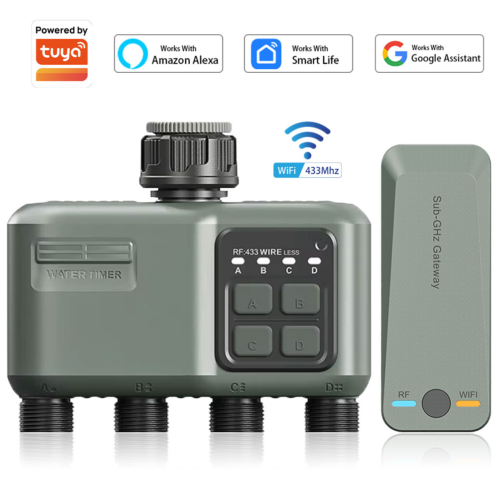 Smart Garden Irrigation - 4 Outlet Programmable Water Timer for