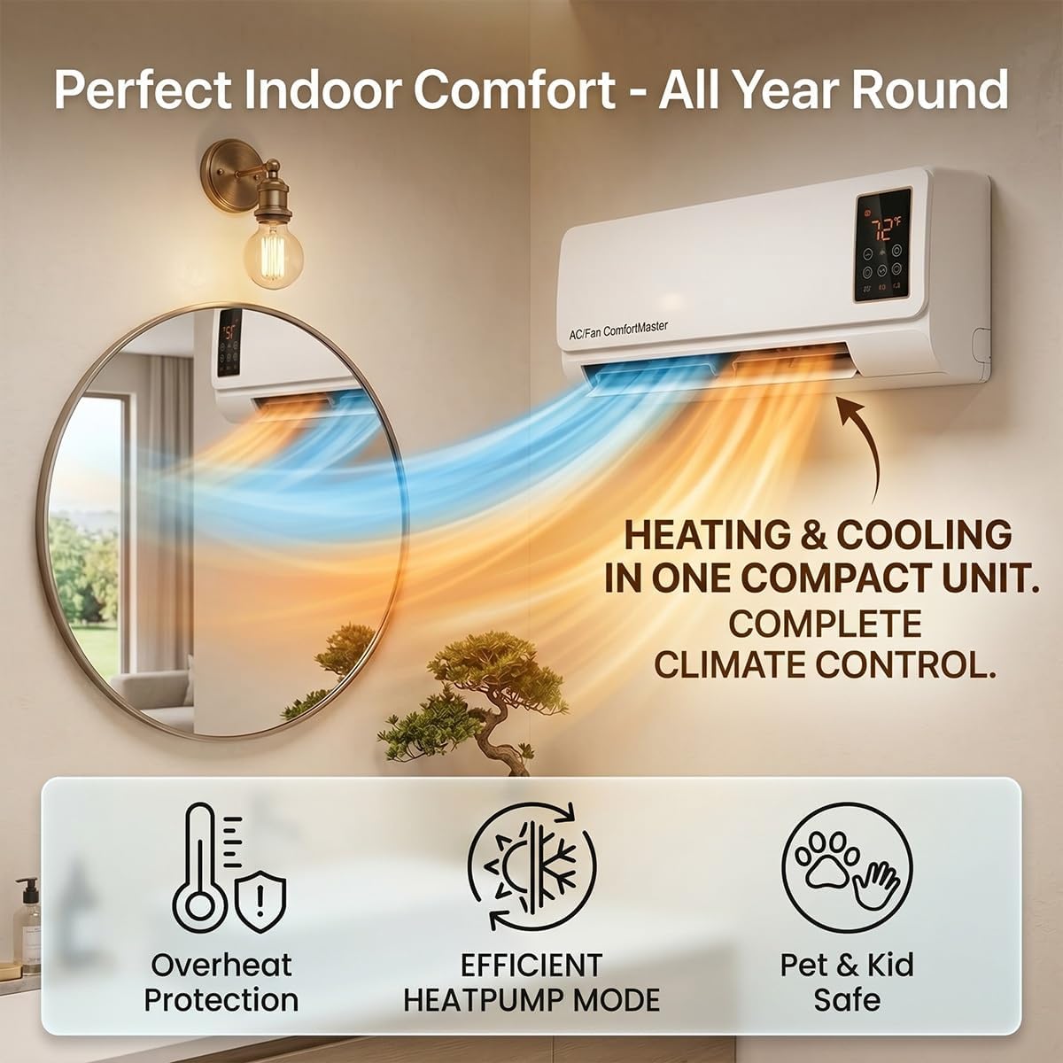 1800W Wall Mounted Air Conditi - đánh giá và giá Smart Garden Rooms